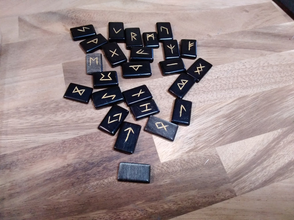 Black Obsidian Rune Stones Set – Engraved Crystal Runes ~Protection ...