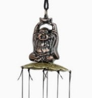 Golden Wind Chime 47cm ~ Lucky Buddha Gold Bell  ~ Garden Ornament ~ Feng Shui