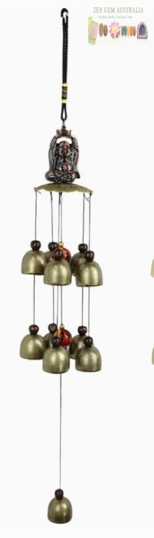 Golden Wind Chime 47cm ~ Lucky Buddha Gold Bell  ~ Garden Ornament ~ Feng Shui